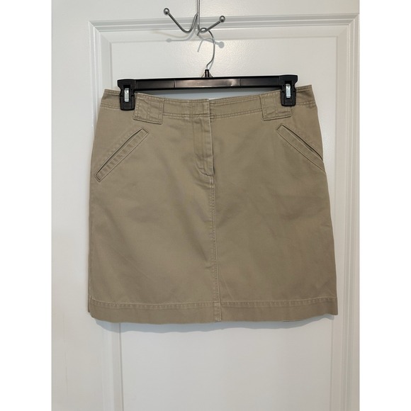 Vintage J.Crew Khaki Mini Skirt 8 Y2K Utility Pockets Preppy 90s Cotton Prepcore - Picture 1 of 4